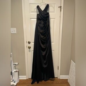 Women’s black satin event gown